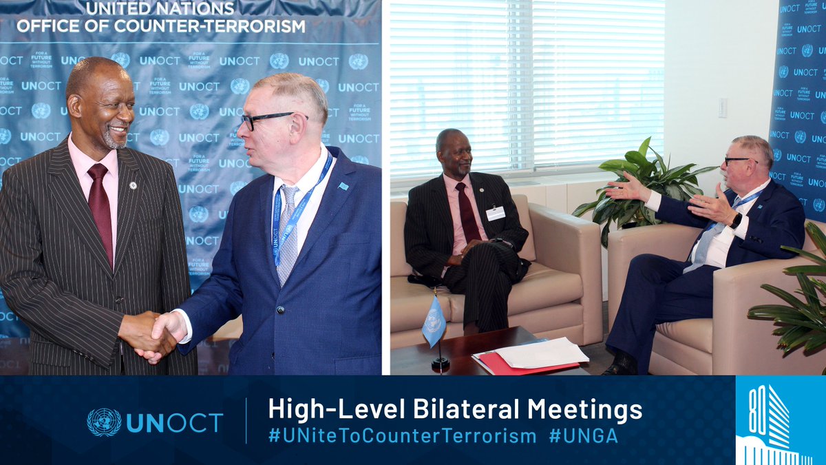 UN_OCT's tweet image. Acting USG @‌UN_OCT Zouev &amp;amp; #SADC Executive Secretary Elias Magosi stressed the role of regional organizations in preventing &amp;amp; countering terrorism and discussed ways of strengthening cooperation incl. #CTTravel #FusionCells

#UNiteToCounterTerrorism #UNGA80
