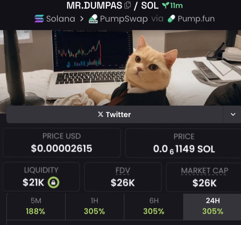 josCaraballo's tweet image. My entry on $MRDUMPAS  at $26k Market cap 
Pointed out on my private Telegram group

#Solana #CryptoPump #Crypto #Altseason #AltcoinAlert
Ca: 

6TA2Em8yGXd2qoiJCX6ZZdsy7HJ589LSPNWiycH6pump