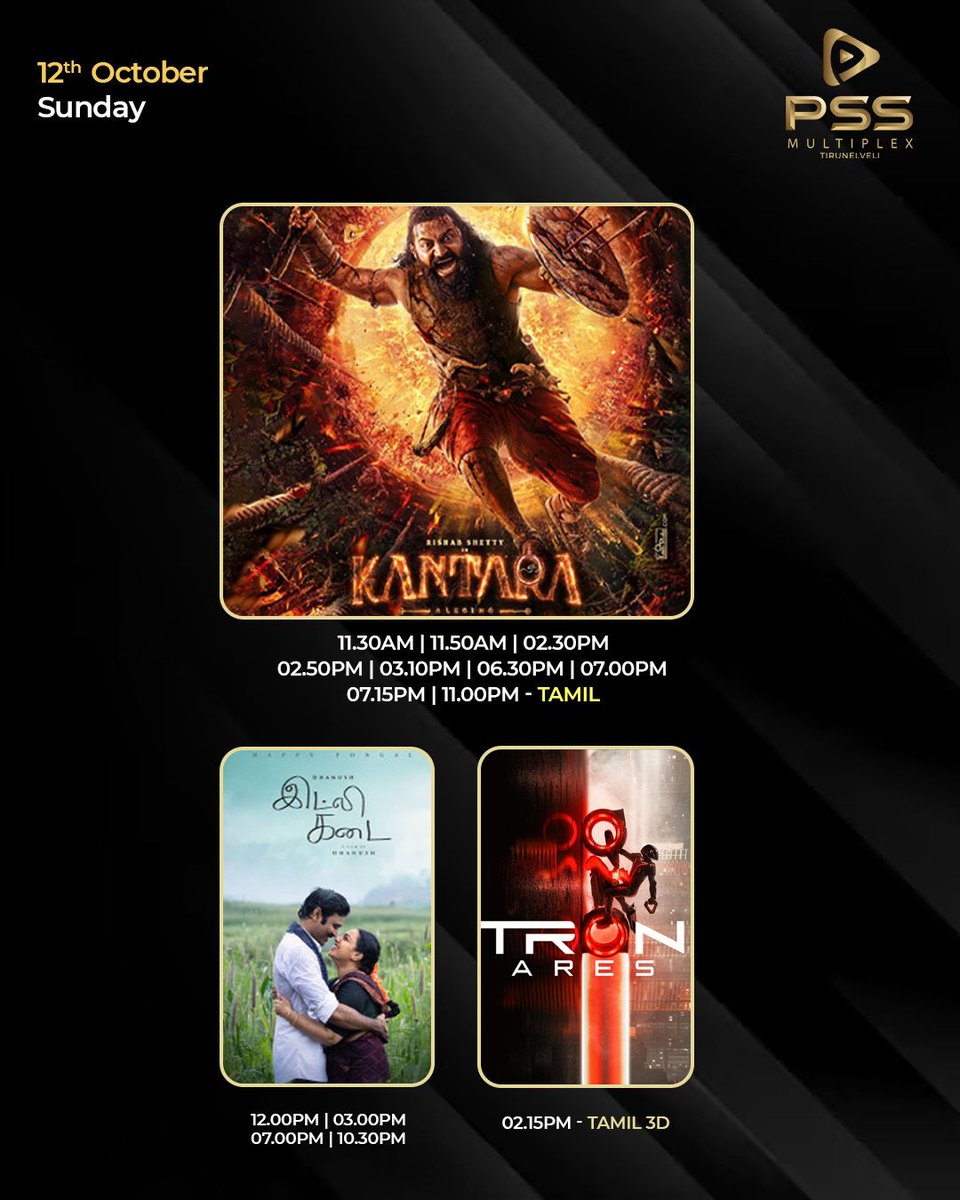 PssMultiplexOff's tweet image. Tomorrow movies schedule at PSS MULTIPLEX, Tirunelveli. Book your tickets now at the Box office and book my show app.