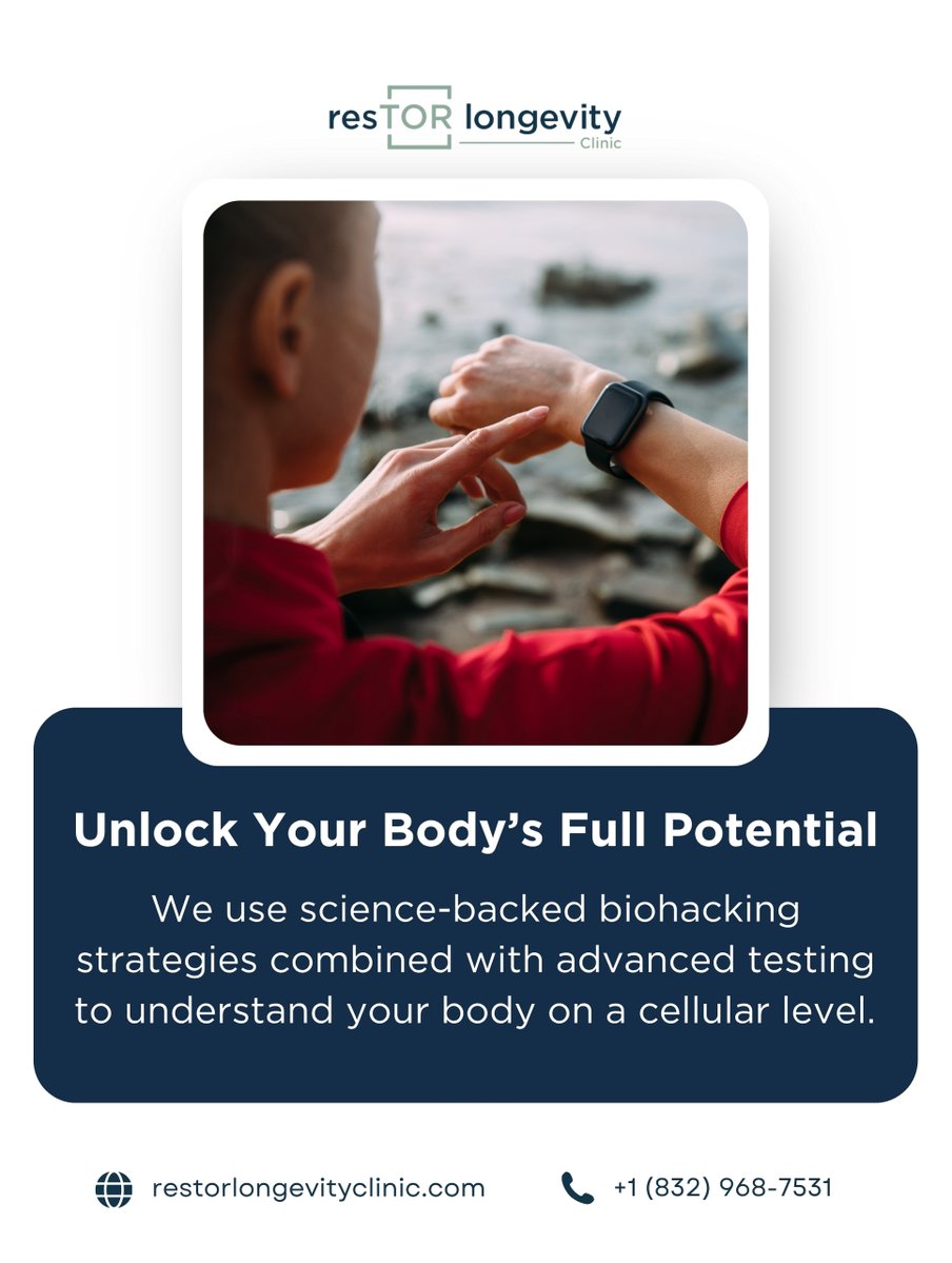 restorlongevity's tweet image. 💡 Unlock Your Body’s Full Potential
📲 Ready for a deeper look at your health? restorlongevityclinic.com/pages/contact

 #resTORLongevity #Biohacking #HealthOptimization #WellnessScience