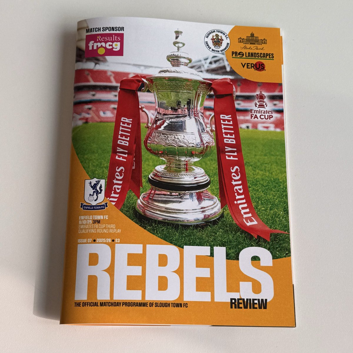 resultsfmcg's tweet photo. We are proud to be match sponsors at @sloughtownfc vs. @EnfieldTownFC today, hoping to see The Rebels through to the @TheFACup first round proper. Come on boys! #facup https://t.co/iNWnMa8o2b