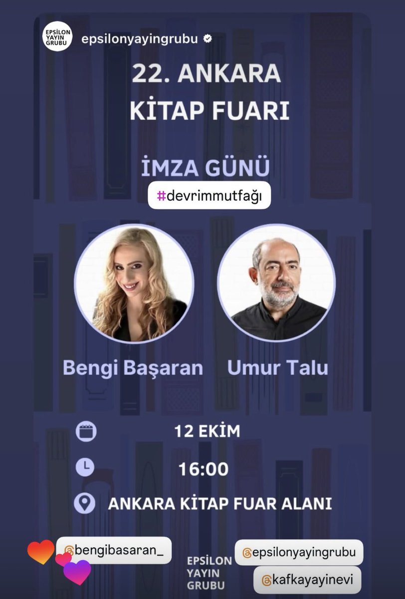 #devrimmutfağı Devrim Mutfağı yarın Ankara Kitap Fuarı’nda
#bengibaşaran