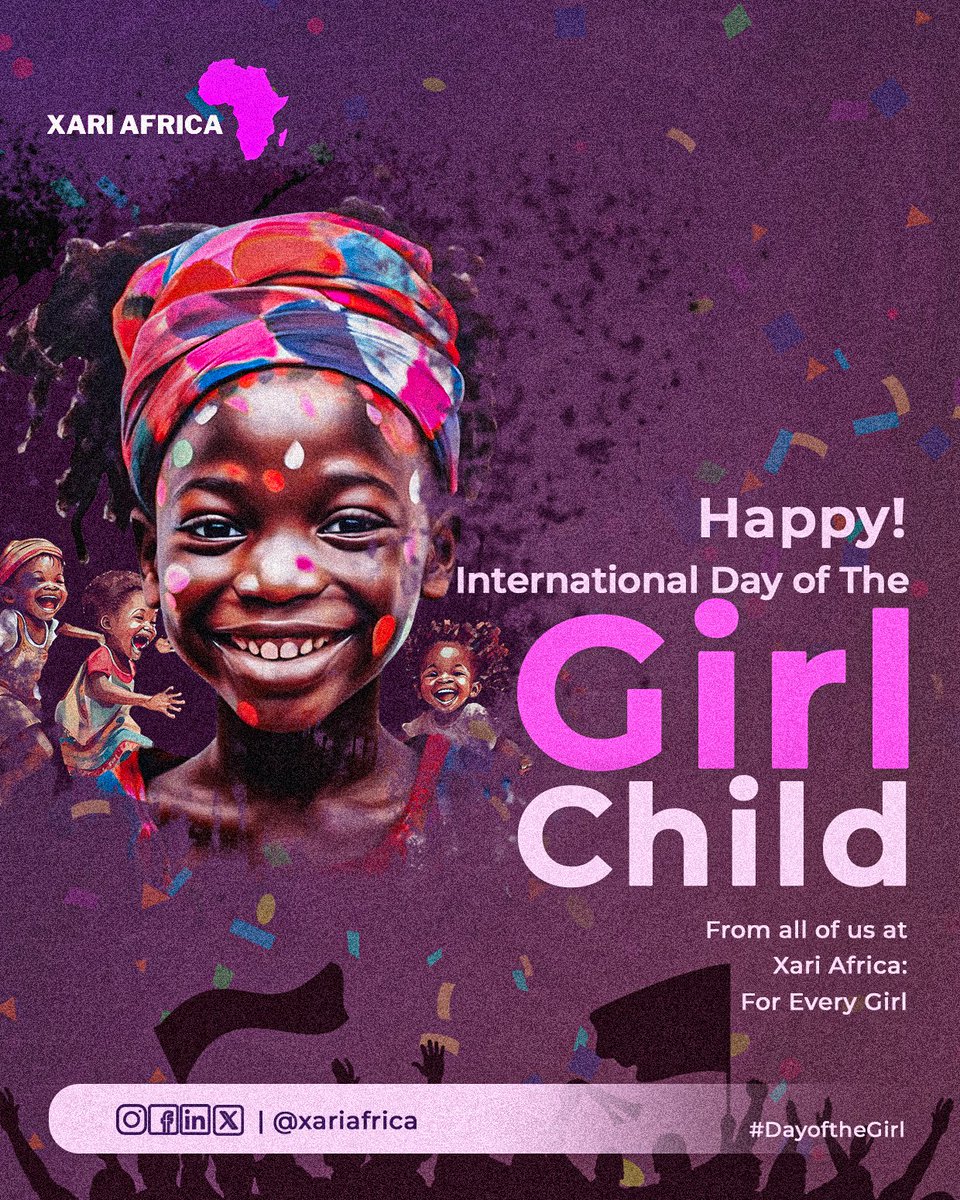 Every girl carries the power to transform her world when she knows her worth, her voice, and her rights.

At Xari Africa, we continue to work tirelessly to build a world where every girl can lead with knowledge, courage, and conviction.

Happy International Day of The Girl Child.
