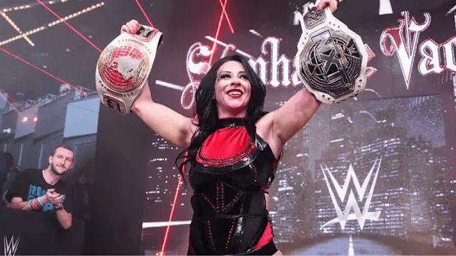 AllDAYZ77's tweet image. STEPHANIE VAQUER IS THE FIRST FEMALE WRESTLER IN WWE HISTORY TO WIN FOUR DIFFERENT SINGLE CHAMPIONSHIPS IN A SINGLE YEAR!