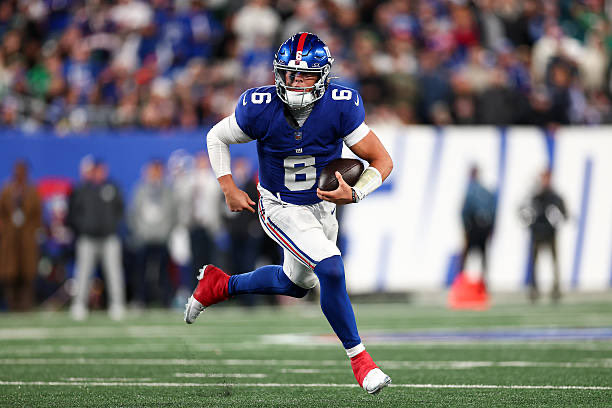 AdamSchefter's tweet photo. Jaxson Dart is now the third quarterback in the Super Bowl era to run for at least 50 yards in each of his first three NFL starts, joining Lamar Jackson and Jalen Hurts. https://t.co/nvh0kV5mm1