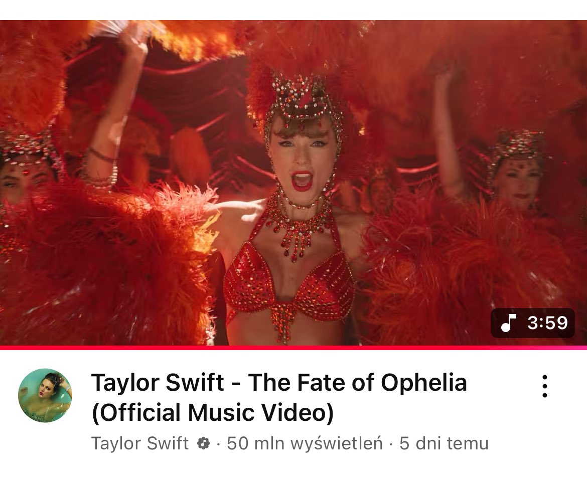 SwiftPL's tweet image. Teledysk do „The Fate Of Ophelia” ma już 50 milionów wyświetleń na YouTube!