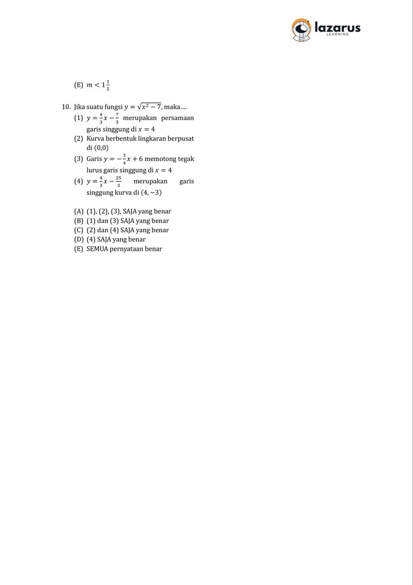 walkingxaxhimi's tweet image. 📌Soal Latihan TKA Mate-Matika SMA: Fungsi Linear dan Kuadrat
source: Alternatifa

🌱Saluran Belajar: whatsapp.com/channel/0029Vb…

like and rt are appreciate, follow for more
#studytwt #ambistwt #latihanTKA