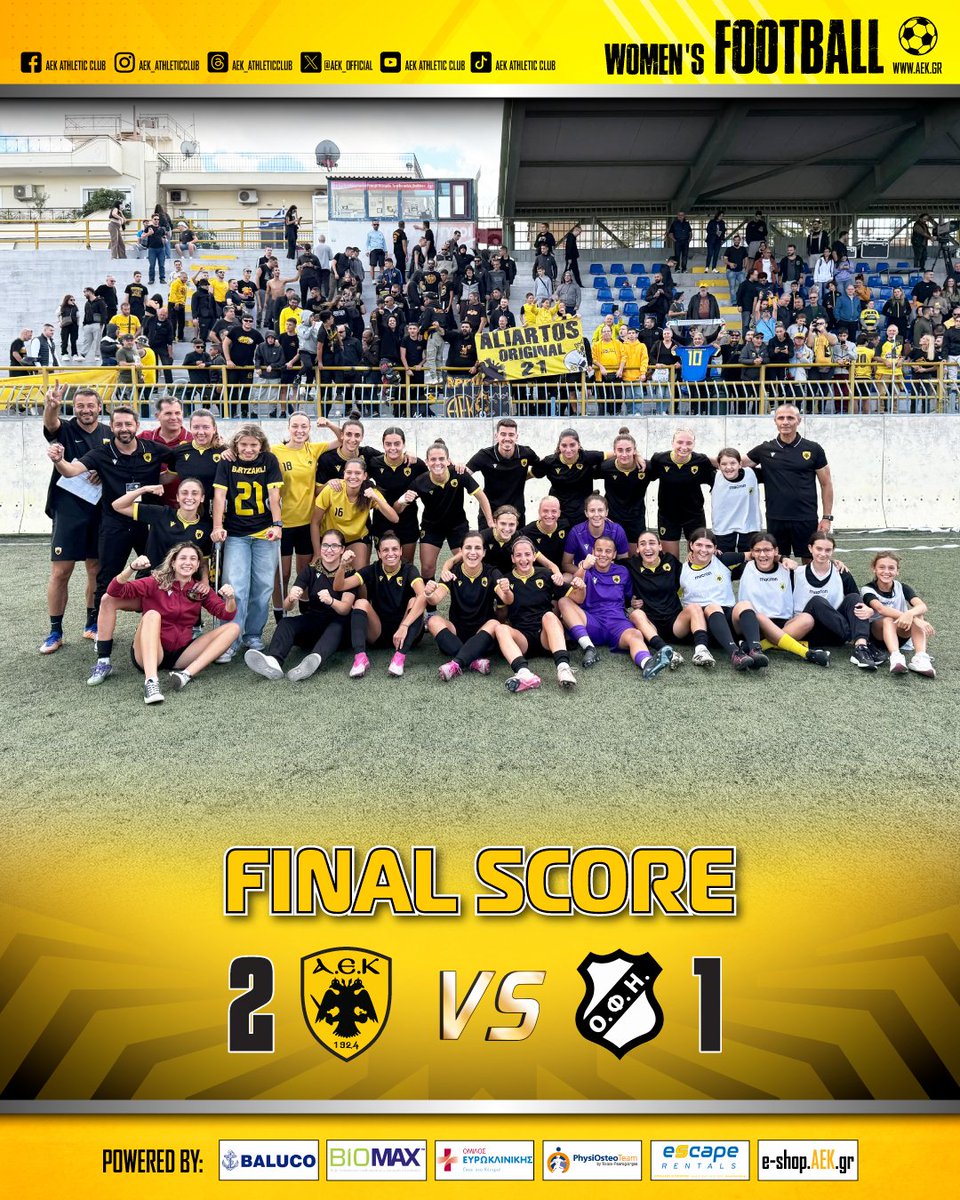 aek_official's tweet image. 🙏 Για την Πελαγία και τη Μαρία!
⚽💪 Η ΑΕΚ επικράτησε με 2-1 του ΟΦΗ για την 4η αγωνιστική της Α' Εθνικής Κατηγορίας Ποδοσφαίρου Γυναικών!!!
#aek #gameday #aekwomenfootball #aekfamily