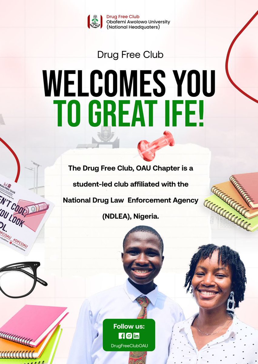 Dear Freshman,
Your journey at Obafemi Awolowo University is just beginning and what better way to start than by joining a community that stands for purpose and impact?

Come be part of something powerful. 
Join us today 
chat.whatsapp.com/BZdJ0eVUYe3Ck4…  

#drugfreeworld #imisi #OAU