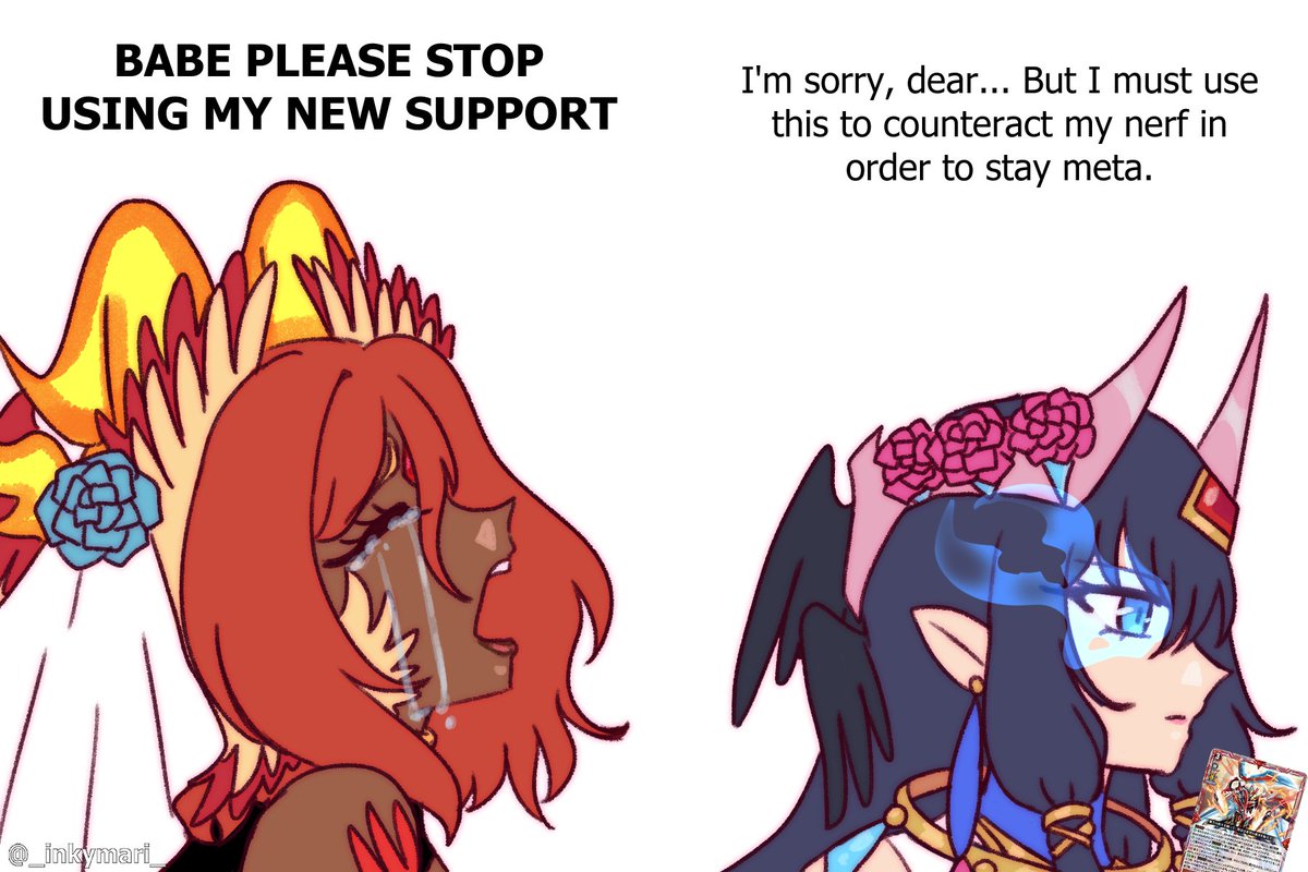 I'm aware that Bavsargra has other ways to counteract her Trickmoon nerf in order to stay meta but I thought it was funny to draw this out

#cfvanguard #cardfightvanguard #ヴァンガード