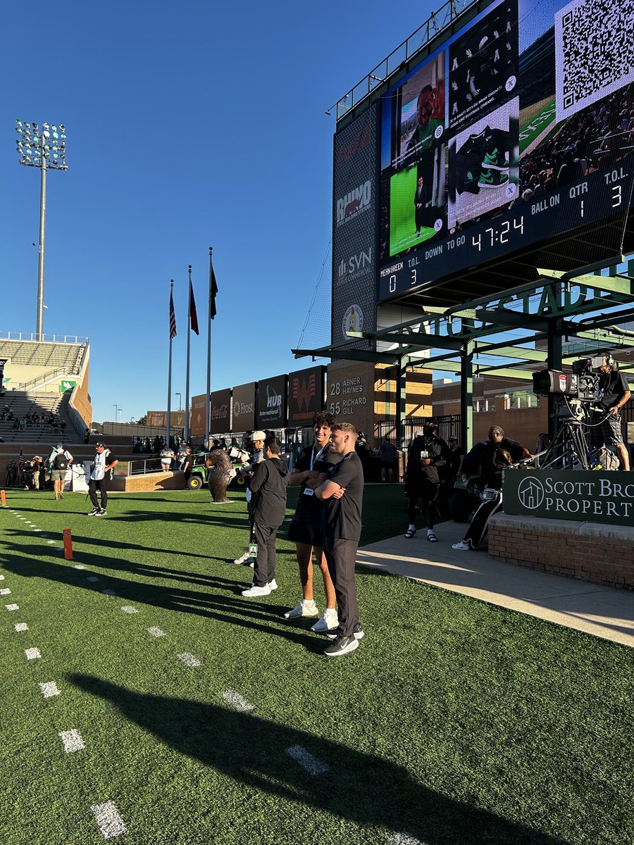 Had an amazing time at the <a href="/MeanGreenFB/">UNT Football</a> game-day visit talking with some coaches and staff. Thank you to <a href="/klose_trey/">Trey Klose</a> for the invite!! <a href="/AustinSmithey/">Austin Smithey</a> <a href="/SealCraig/">Craig Seal</a> <a href="/YVQBacademy/">YVQBacademy</a> <a href="/RecruitsCenTex/">Coach Jimmy Andrews</a> <a href="/tapps247/">TAPPS 24/7 Football</a> <a href="/TXPrivateFBGuy/">Texas Private School Football</a> <a href="/TXPSMedia/">Texas Private School Media</a> <a href="/CBrewerII/">Charlie Brewer</a> <a href="/Coach_Brophy/">Sean Brophy</a> <a href="/WesDr8ke/">Wes Drake</a> <a href="/JordanDavisUNT/">Jordan Davis</a>