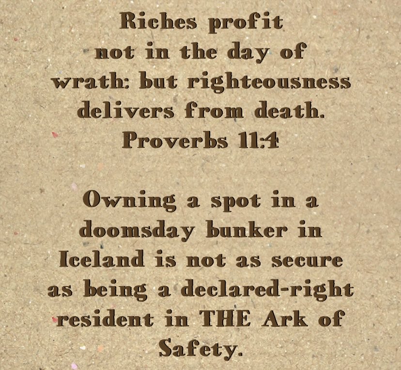ChrisannDawson's tweet image. Trust the Refuge…not your riches.
#Wisdom #SafetyFirst ⚔️⚔️⚔️⚔️