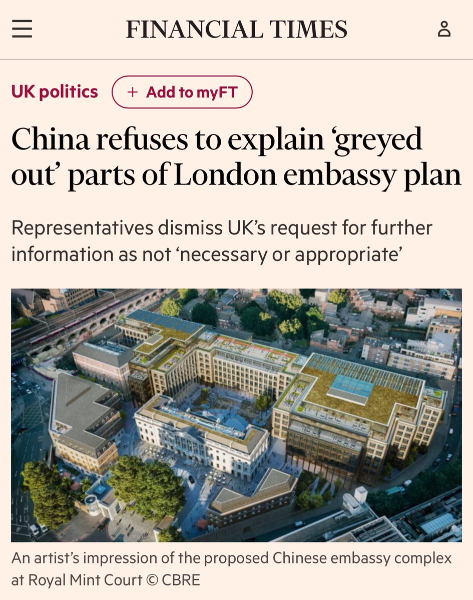 AgrippaSPQR's tweet image. How can Labour approve China’s proposed new ‘mega embassy’ in the heart of London, a stones throw from our national security &amp;amp; communications hubs, when China has greyed out large parts of the embassy in its submission? 

The government will have no idea what it’s approving.