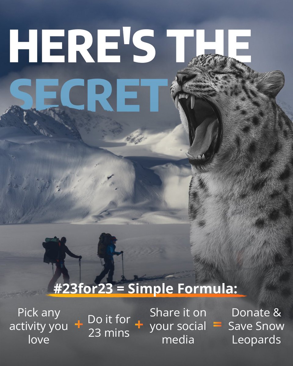 gslep_program's tweet image. THE #23for23 SECRET IS OUT
Swipe to see what #23for23 really means and how YOU can help save 4,000 snow leopards with just one simple choice.
Plot twist: It&apos;s way easier than you think
#SnowLeopardMovement
#SnowLeopardDay