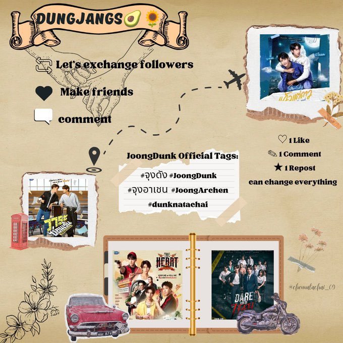 HongPhuong0701's tweet image. 🔥✨ Hello DungJangs ✨🔥
I’m aiming to reach 500 followers before DYTD takes place ✨💛
I hope you can support me 🙏🏻🥹
Follow me and I’ll follow you back!

#JoongArchen #dunknatachai #จุงดัง
