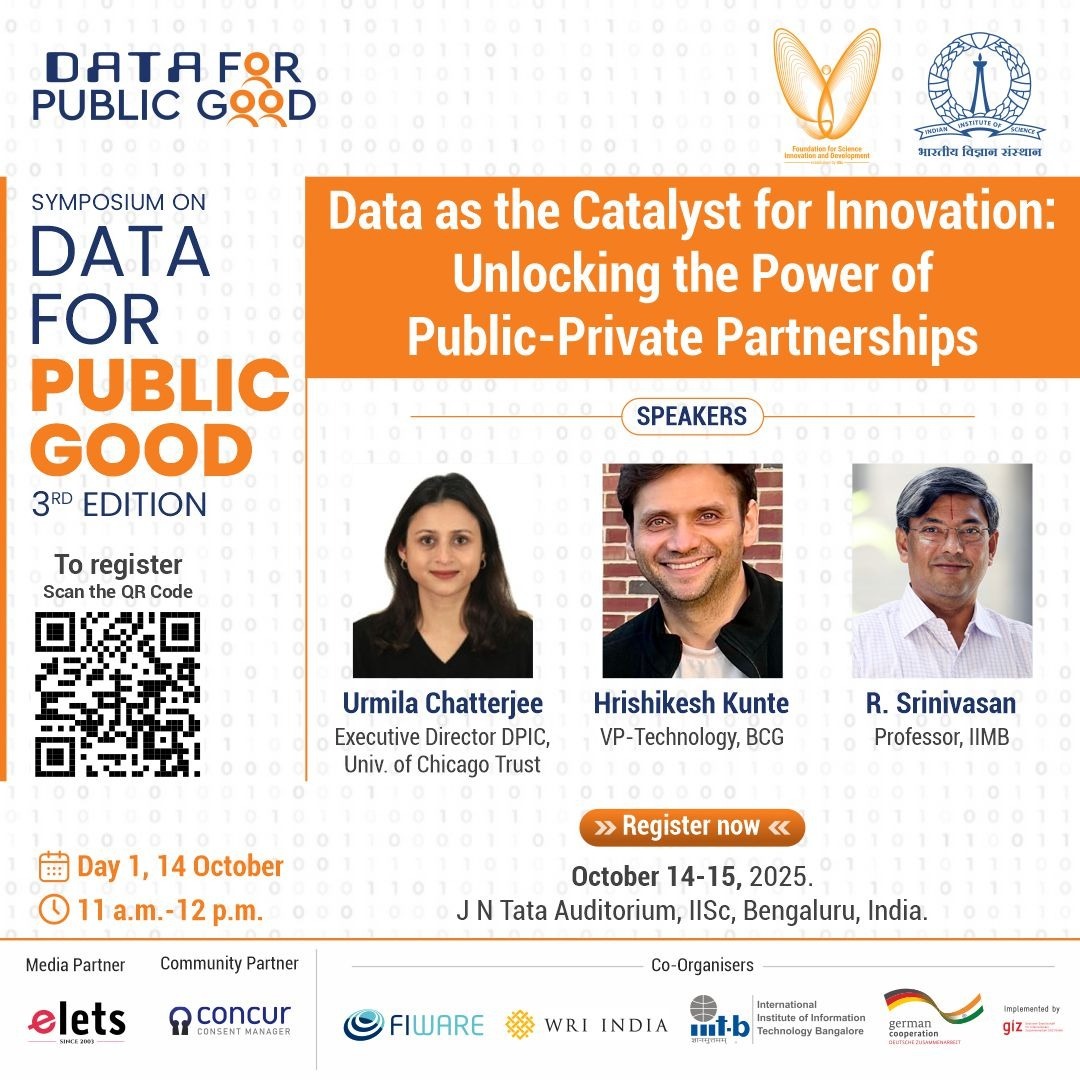 CDPG_IISc's tweet image. Data fuels innovation, but partnerships amplify its potential.

In this session, Urmila Chatterjee, Executive Director, DPIC, University of Chicago Trust, Hrishikesh Kunte - BCG - AI Products - Chief Product Officer, VP - Technology, @BCG, and Srinivasan R, Professor,…