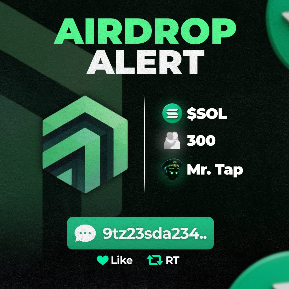 soltap_io's tweet image. 🚨AIRDROP ALERT!
How to Earn:
1⃣ Like + RT
2⃣ Tag a Shiller
3⃣ Send your wallet address
Good Lucky🍀