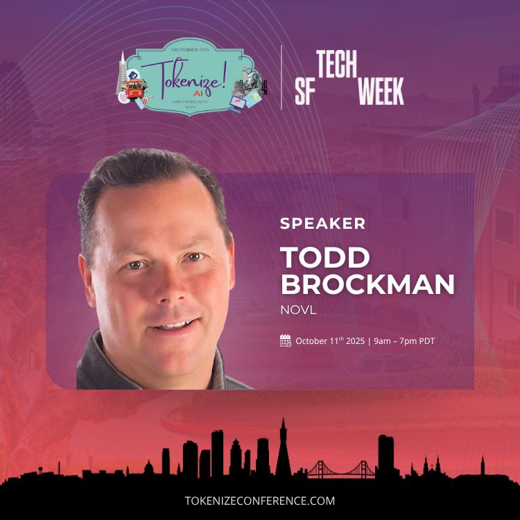 TokenizeCon's tweet photo. @michaelterpin @IAmJoyceChow @adryenn @DonJohnsonSays @MehowHacks @benparr @JasonLMa @allihuynh 🎙️ Panel: The Future of Security Tokens

Moderator: @michaelterpin, Transform Group

Panelists:
Noah Thorp (@joinupside), Upside
Dr. Adel ElMessiry (@AdelElmessiry), AI DC Token
Todd Brockman (@novlipai), NOVL https://t.co/tELYkNUN5G