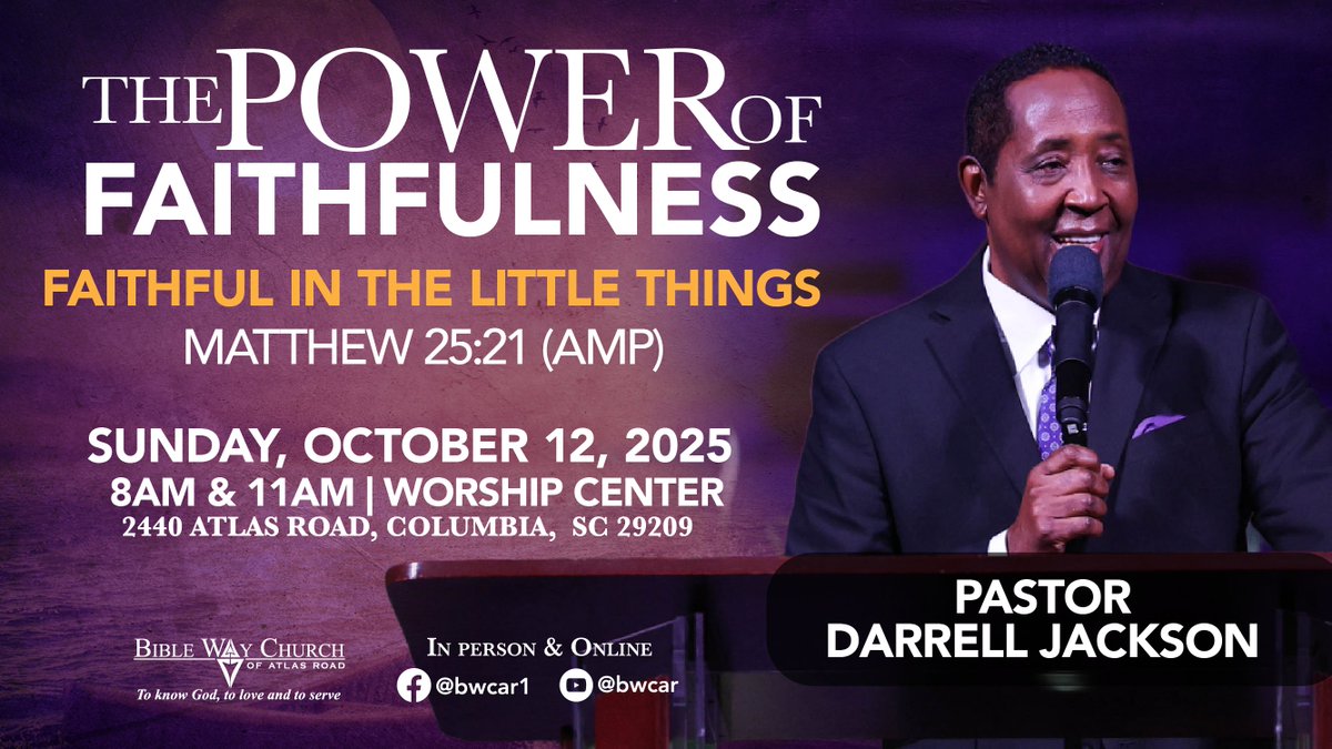 Some overlook the significance of faithfulness in little things. However, being faithful in the little things reveals the character &amp; heart of a person. 

Join us live on YouTube tomorrow, at 8am &amp; 11am, as Pastor Jackson shares the message, “Faithful In The Little Things.”