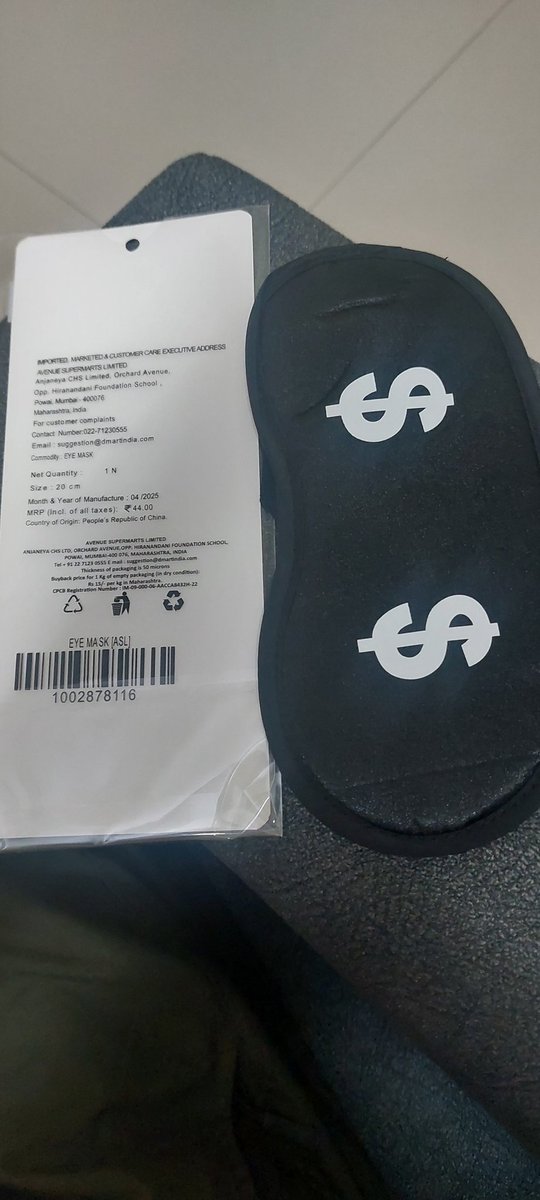 krish2kdev's tweet image. small small accessories like eye mask were being imported from PRC. story is clear, india first should build small needs like this entirely self and then go for bigger one
@narendramodi @BJP4India
@INCIndia @RahulGandhi @ShashiTharoor
#MadeInIndia #madeInChina