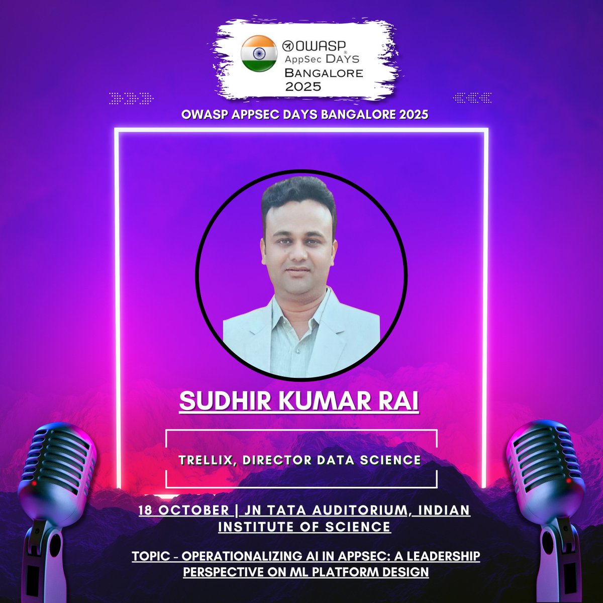 owaspappsecdays's tweet image. We are thrilled to welcome Sudhir Kumar Rai to the stage at OWASP AppSec Days Bangalore 2025! 

🌐 More details &amp;amp; registration: lnkd.in/gkfVhers 

#OWASP #AppSecDays #AppSecDaysBangalore2025 #CyberSecurity #InfoSec #KeynoteSpeaker #OWASPKeynoteSpeaker