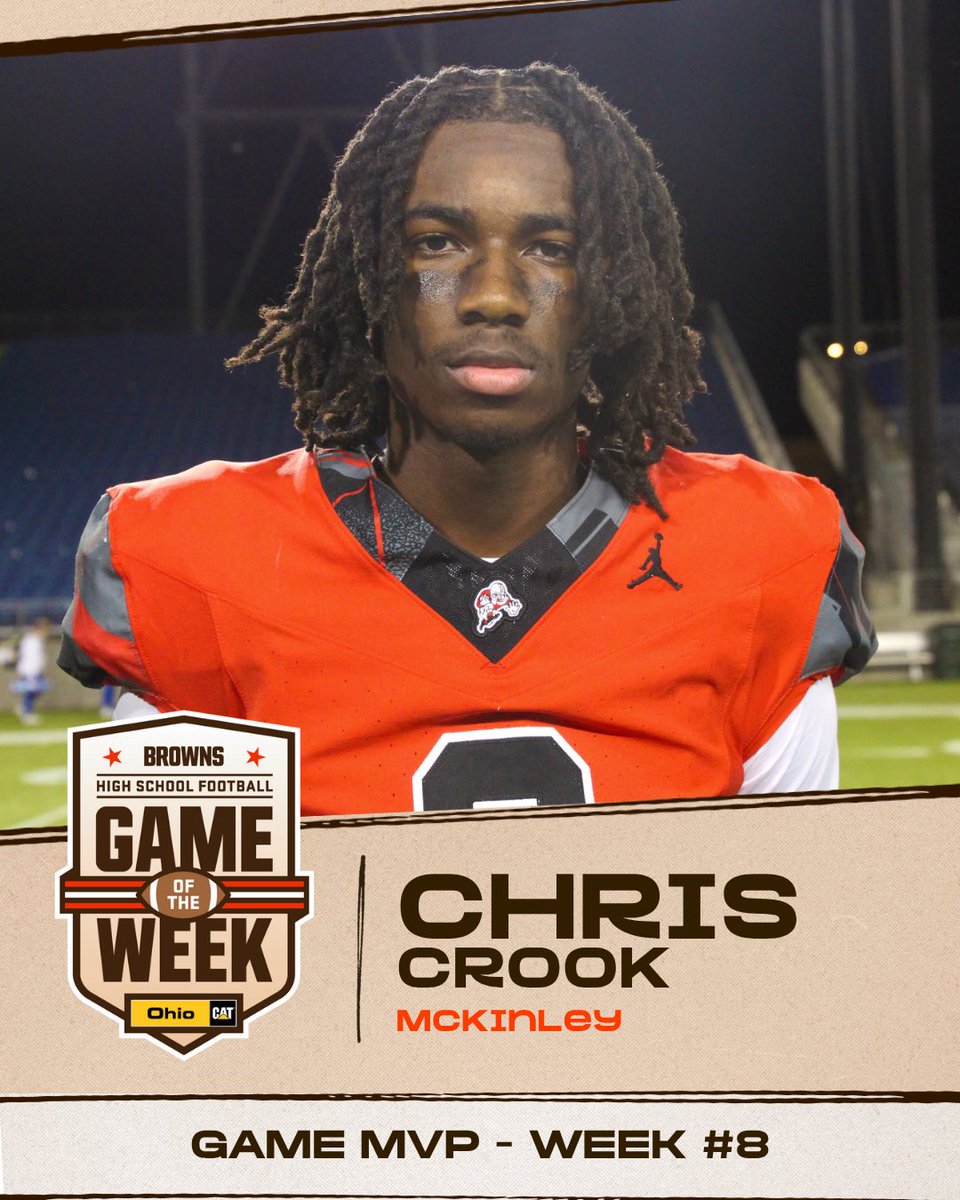 2025 Cleveland Browns High School Game of the Week #8🏈
 
𝐂𝐎𝐀𝐂𝐇 𝐎𝐅 𝐓𝐇𝐄 𝐖𝐄𝐄𝐊: Renzy Parnell
𝐆𝐀𝐌𝐄 𝐌𝐕𝐏: Chris Crook 

#HSGOTW25 #ThisisHSFB