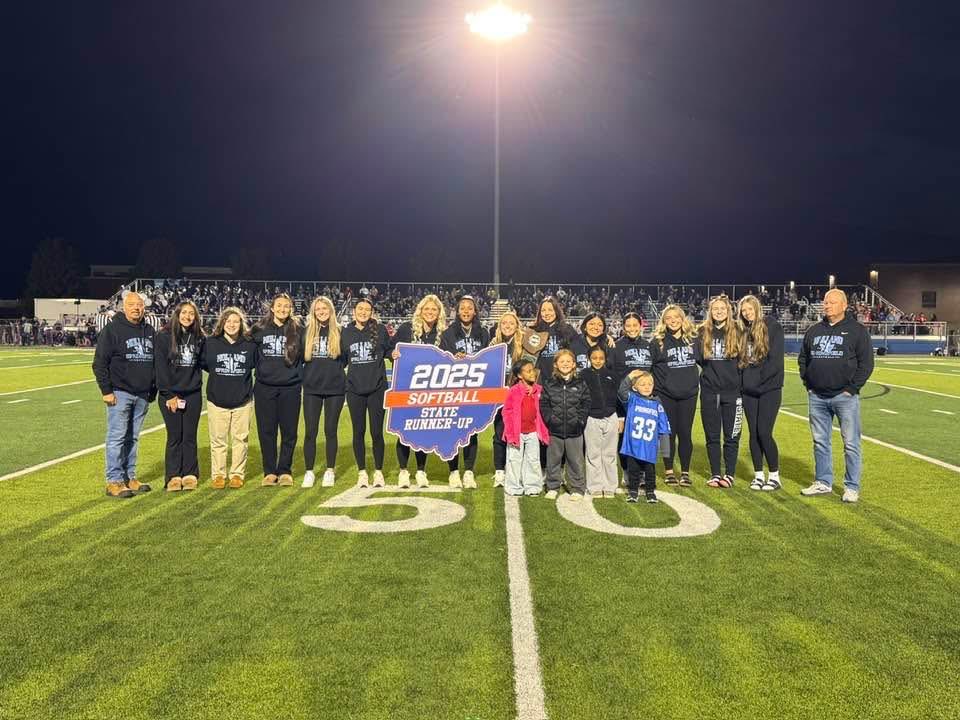 We were proud to recognize the 2025 state runner-up softball team at last night’s football game! 💙🥎