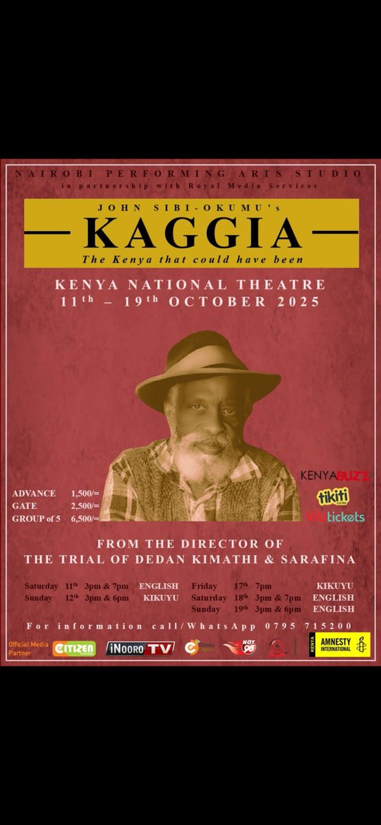 Our team is Currently at the National Theatre to watch the Inspiring masterpiece BILDAD KAGGIA "the Kenya that could have been" by <a href="/JohnSibiOkumu/">John Sibi-Okumu, OGW</a> this play is a reflection of what is to be Done by kenyans and  Genzs for us to achieve a better kenya 🇰🇪 
<a href="/npa_studio/">nairobiperformingartsstudio</a>