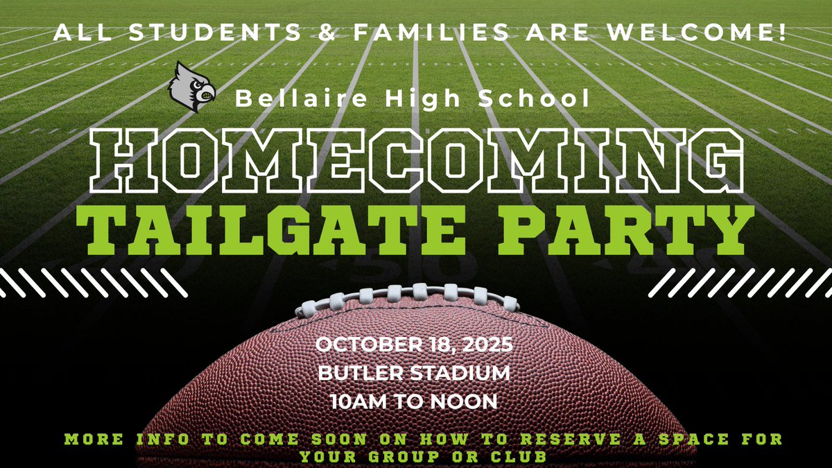 Homecoming Tailgate - October -18
Pre-game tailgating at Butler Stadium will kick-off the festivities at 10 am. The game against Chavez and start at 12 pm. The tailgate is free for all to attend.   We hope to see you there! #CardinalProud