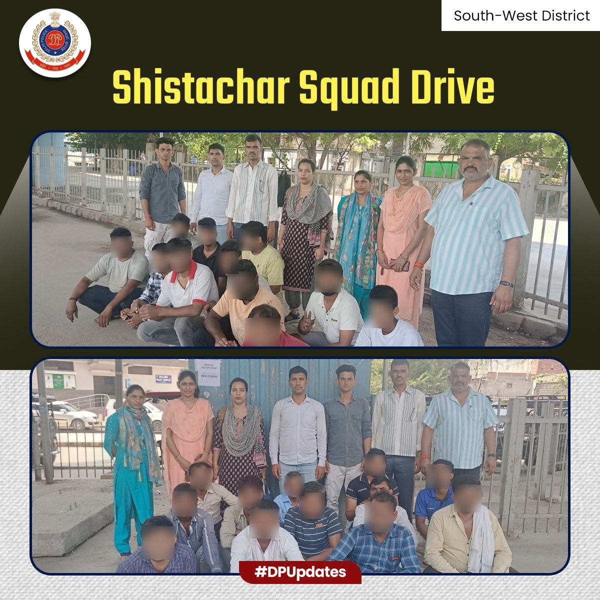 dcp_southwest's tweet image. 🚨 District&apos;s Shishtachar Squad conducted intensive drives against public nuisance to curb harassment, eve-teasing and rowdyism. 

23 persons detained u/s 65 DP Act; ensuring safety and discipline in public spaces.

@CPDelhi
@DelhiPolice

#DPUpdates