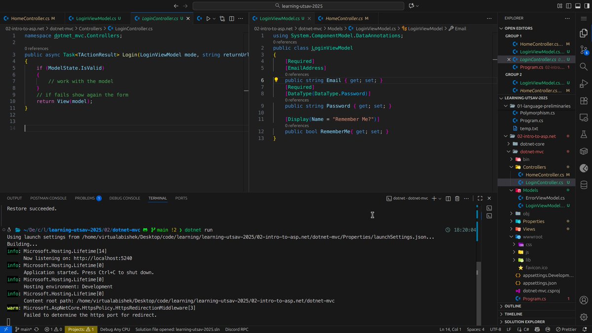 virtualabishek's tweet image. #LearningUtsav2025 #FestivalOfLearning #LUD13 Today, I explored MVC in ASP .NET Core, including differences between .NET Core and ASP.NET Core, and delved into Controllers and their actions (Actions Verb, Actions Result types) . Update: github.com/virtualabishek…