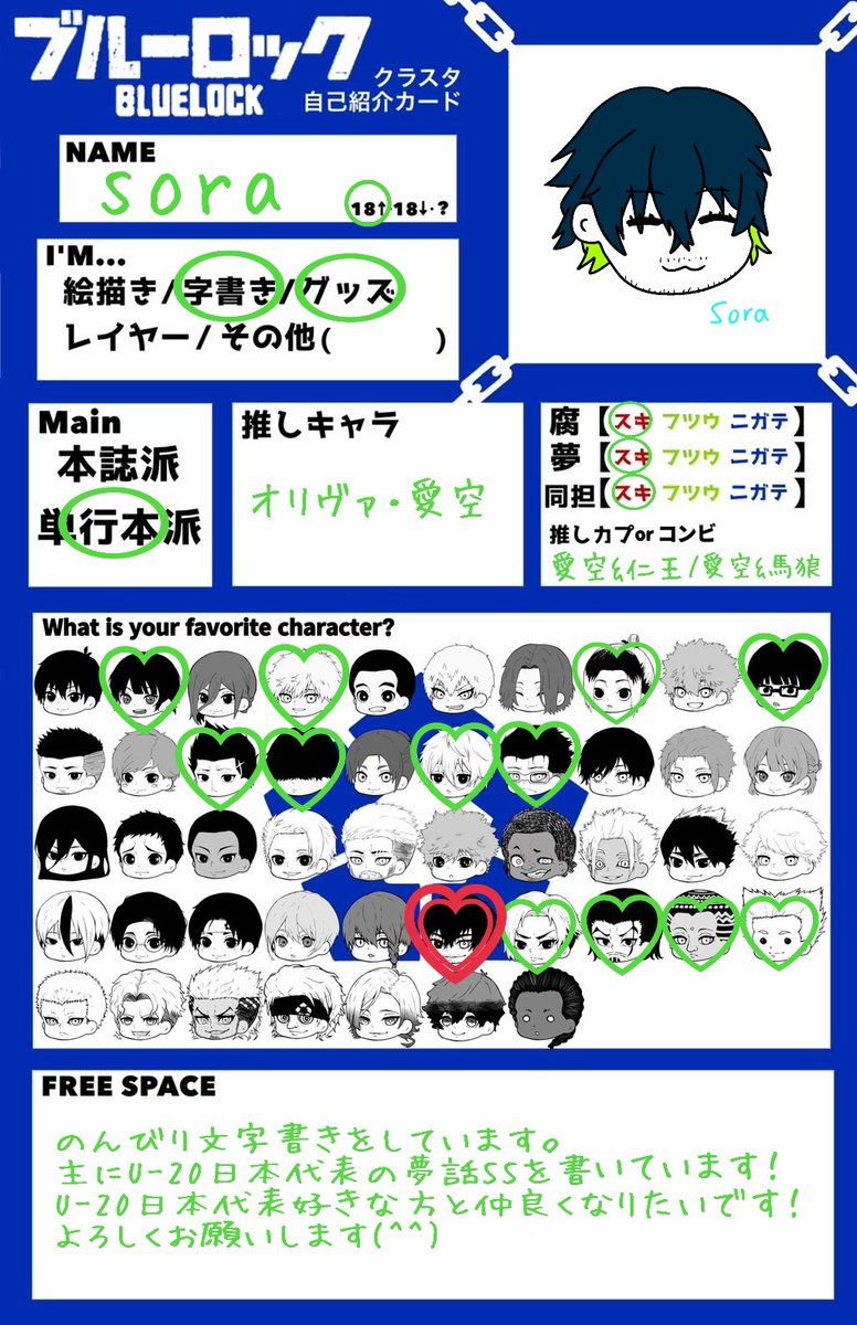 bll_0808's tweet photo. #bll夢書きさんと繋がりたい
#bll夢描きさんと繋がりたい
🏷️お借りしますm(_ _)m

のんびり夢書きしています✍️
主にSSを書いていて、特に❤️やU⑳日/本/代/表の話が多いです。
🟦⛓️のお話ができるお友達欲しいです。よろしくお願いします！
🔁♡巡回の後、気になった方をお迎えします✨ https://t.co/HDw8jGrExO