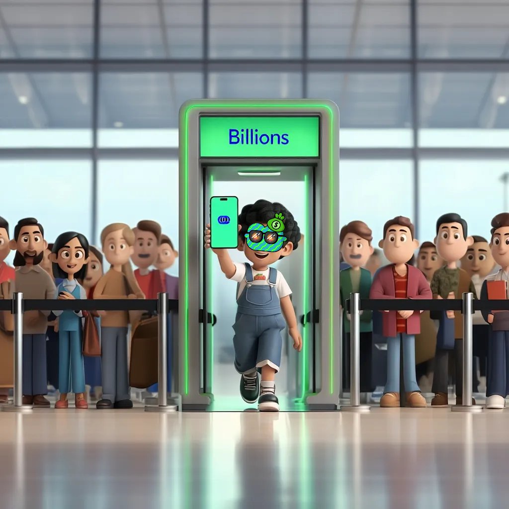 RammsteinDJ's tweet image. Billions가 공항에 도입된다면?
@billions_ntwk @KaitoAI 

입국 게이트에서 줄을 서고 있는 사람들 대신 Billions앱을 열고 화면을 스캔하면 얼굴 인증과 동시에 Proof of Humanity가 작동해 탑승객이 &apos;진짜 나&apos; 임을 검증한다.

서류도, 지문도, 여권 스탬프도 없이 오직 Billions 네트워크가 저장한…