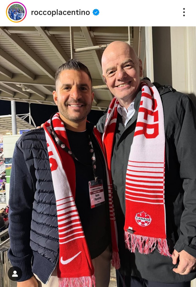 andystake88's tweet image. FC Supra du Quebec's President Rocco Placentino with FIFA' President Gianni Infantino #CPL #FCSupra