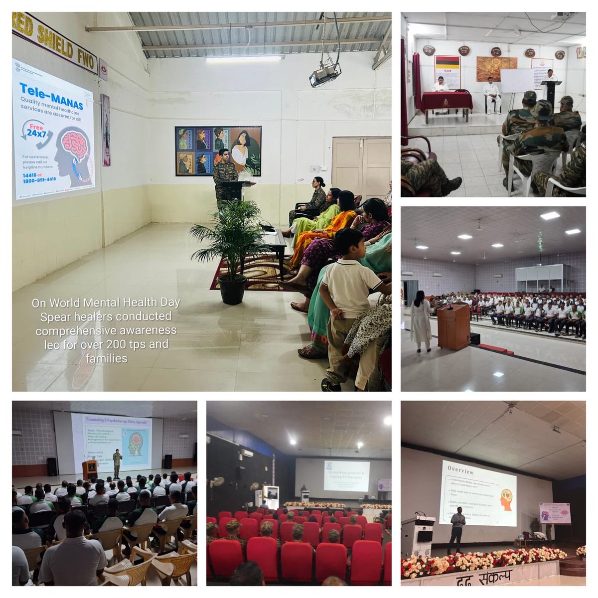 dgafms_mod's tweet image. On the occasion of #WorldMentalHealthDay, #SpearCorps conducted a series of awareness sessions across Likabali, Leimakhong, and Agartala, providing troops and families with essential training in stress management, coping strategies, and psychological resilience. The initiative…