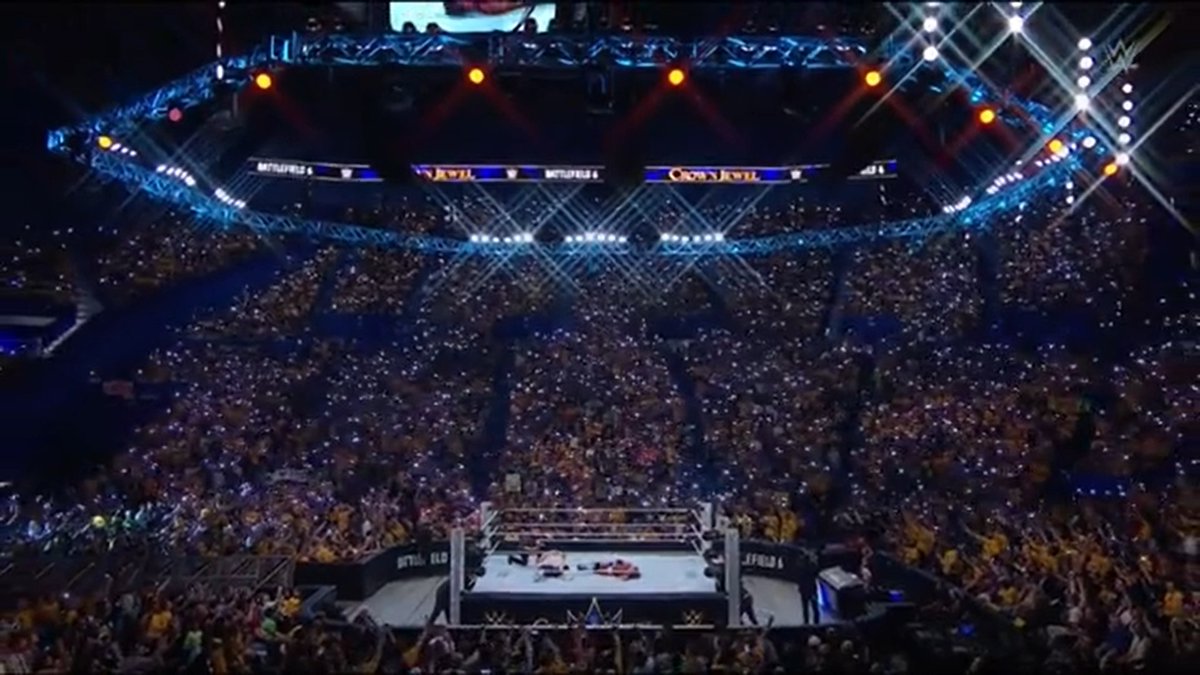 NukemWrestling's tweet image. John Cena looking up to the heavens and saying &quot;Miss you&quot; to Bray Wyatt.

My heart #WWECrownJewel