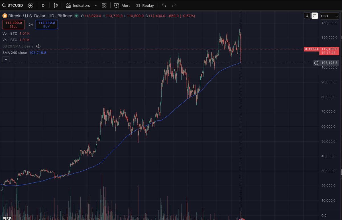 240 Daily Moving Average seems to be a great indicator to find local bottoms during a bull market