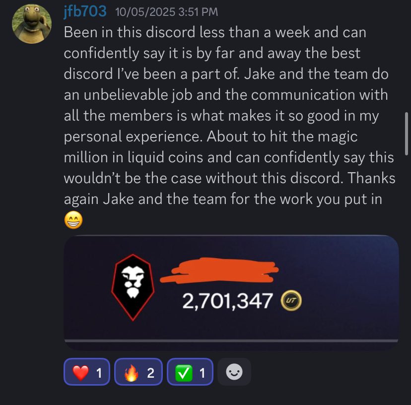 Jake_FutTrading's tweet image. Thanks for all the support this year 🤯

We&apos;re now on our last spots in total amd it&apos;s MUCH cheaper to join on a web browser 🤝

Also have a yearly offer of $125(USD) DM me &quot;Season Pass&quot; 💌

Come cook with us 👨🏼‍🍳 

I&apos;ll have 20 million coins by Monday 💰💰

patreon.com/JakeFUTTrading