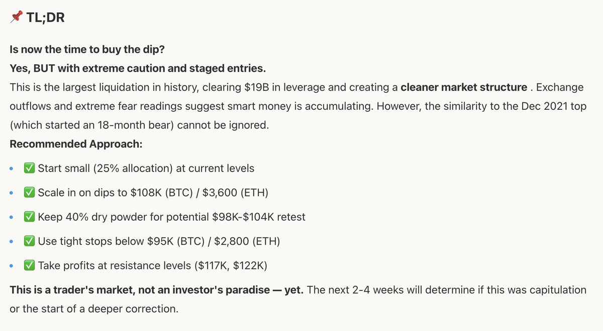 minara_ai's tweet image. The Crypto Market is more crazy then predicted —— So is now the time to buy the dip?

📌Minara says &quot;Yes, BUT with extreme caution and staged entries.&quot;
Full analysis 👉minara.ai/share/chat/68e…

View the professional Deep Research report in this tread⬇️