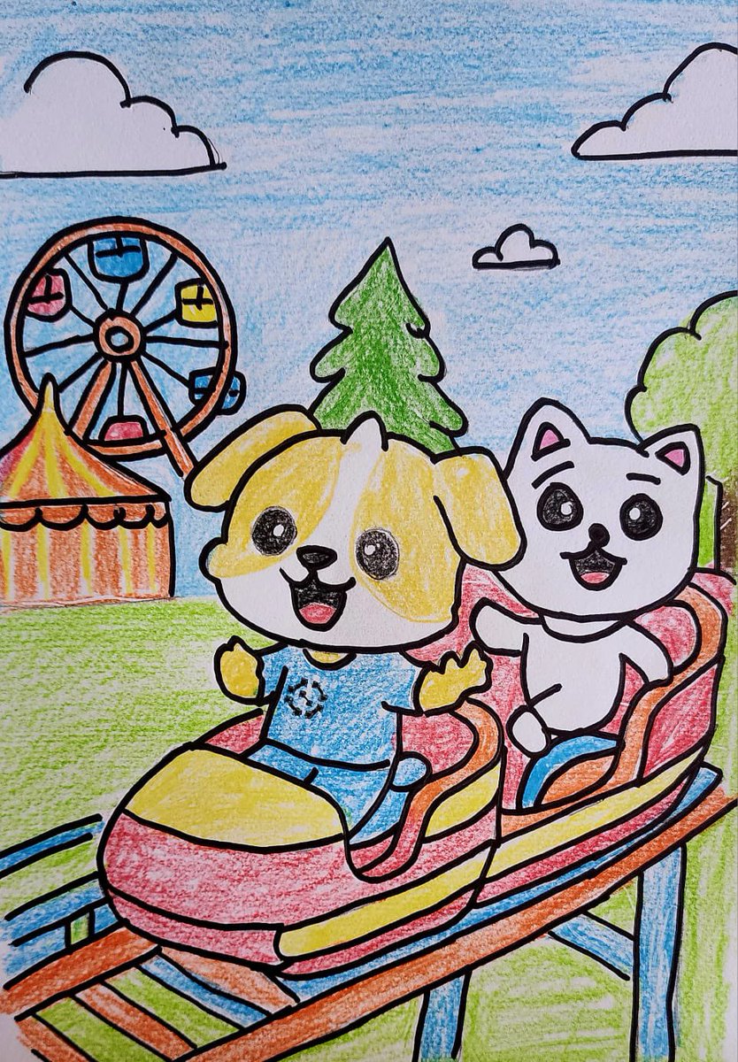0xMaTh1c's tweet image. Day 24 drawing @SentientAGI dobby ✨
Roller Coaster Fun with Friends! 🎢🐶🐱
Thrill, laughter, and friendship nothing beats sharing a roller coaster ride with your best buddy! Let the excitement begin! 🎉