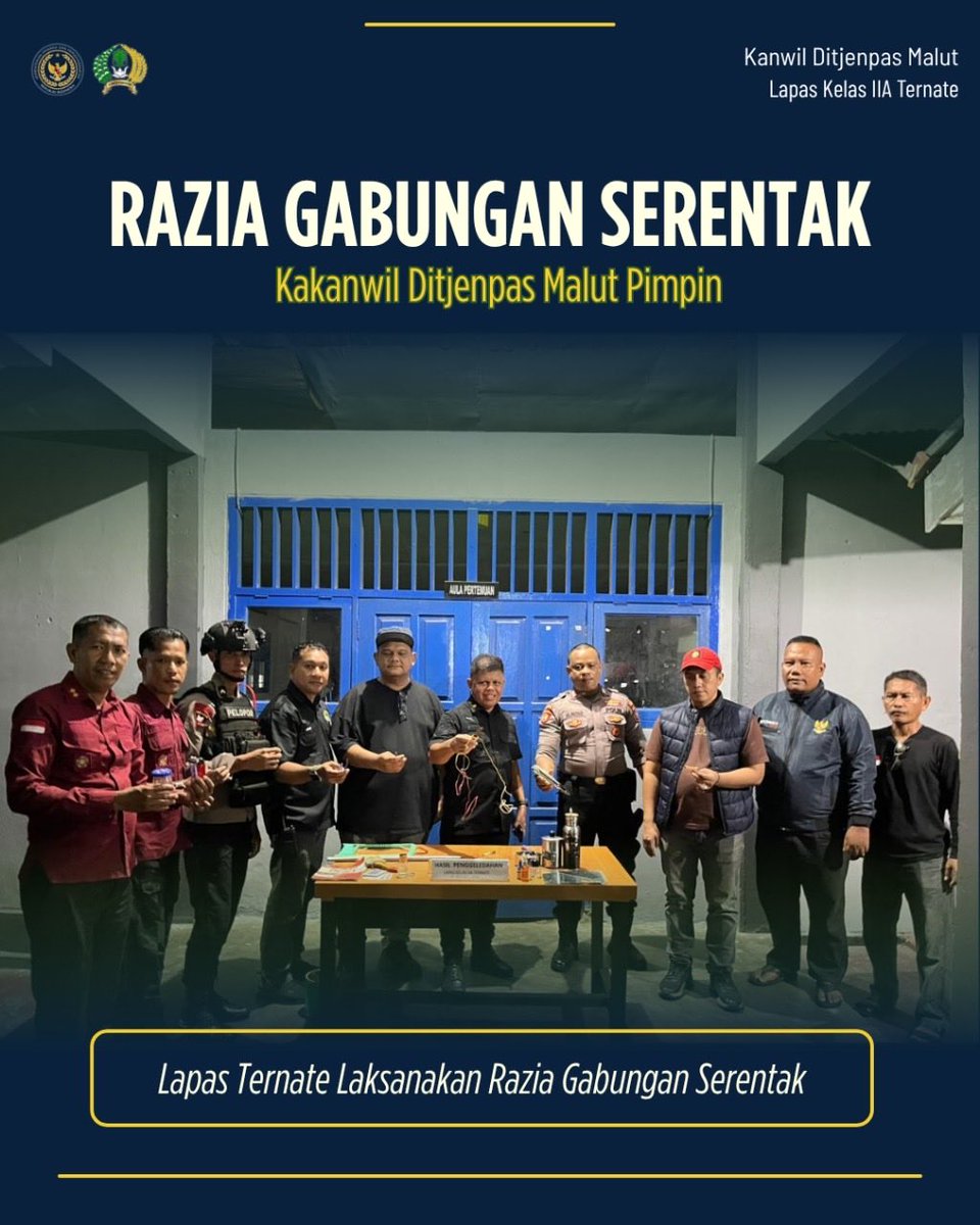 lapasternate's tweet photo. Razia Gabungan Serentak Lapas Ternate, Langsung dipimpin Kakanwil Ditjenpas Malut https://t.co/fUvFgpLkoB
