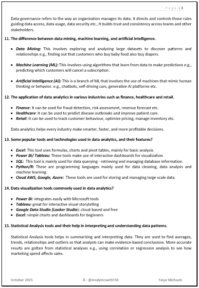 AnalyticswithTM's tweet photo. The  ABCs 💡of Data Analytics📊

Ever wondered what #DataAnalytics  really means and why it is such a big deal in today’s world? 🤔

Below is a beginner friendly breakdown of what every aspiring analyst should know👇

@TDataImmersed @DabereNnamani @msexcel https://t.co/NUjMSSeM80