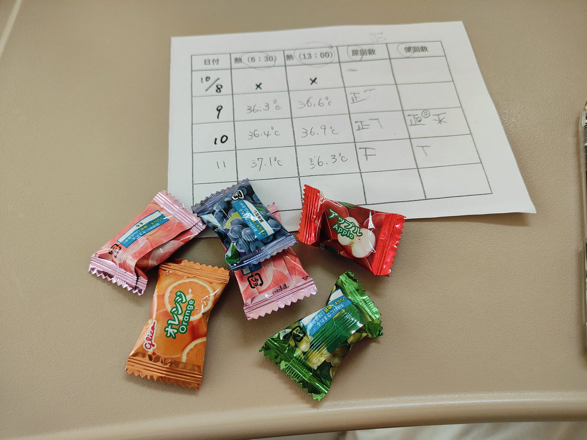 入院中４日間 #絶食 の日々でした。膨満感でお腹痛まない為に。検査の結果、何事もない事が判り明日退院！(何でもないが一番困る…)でも #愛犬に会える なら良い！ずっと食べずに辛かったやろ？と #看護師 さんが #飴玉 をくれた。今までの人生の中で一番美味しい命の飴でした♡