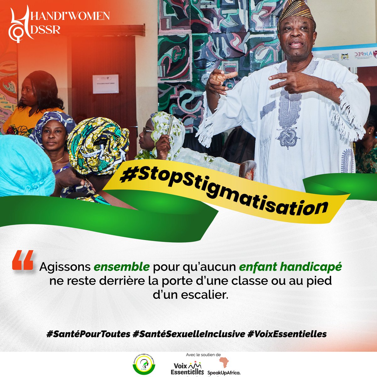 #STOP_STIGMATISATION

Agissons ensemble pour qu'aucun enfants handicapés ne reste dernière la porte d'une classe ou au pied d'un escalier. 

Cette campagne s’inscrit dans le cadre du projet Handi’Women DSSR, financé par <a href="/SpeakUpAfrica1/">Speak Up Africa</a> à travers le programme #VoixEssentiELLES