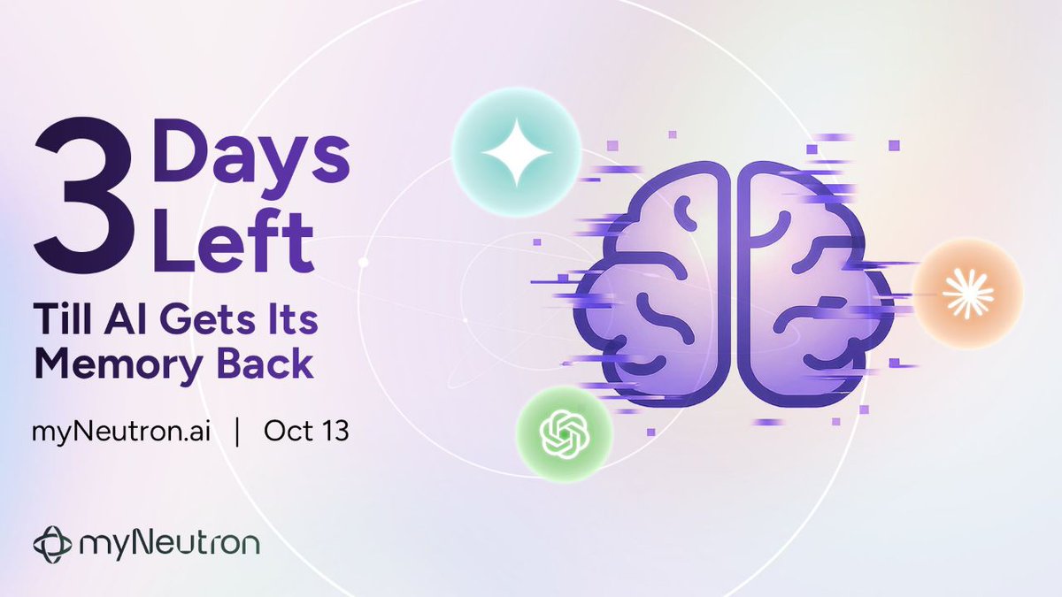 Emmanuelmbang_'s tweet image. #AI tools often forget everything once the chat ends as context, preferences, and progress just disappear.

@Vanarchain fixes that with #myNeutron, launching October 13. It gives AI a real memory layer that remembers across tools, apps, and sessions.

For users, that means…