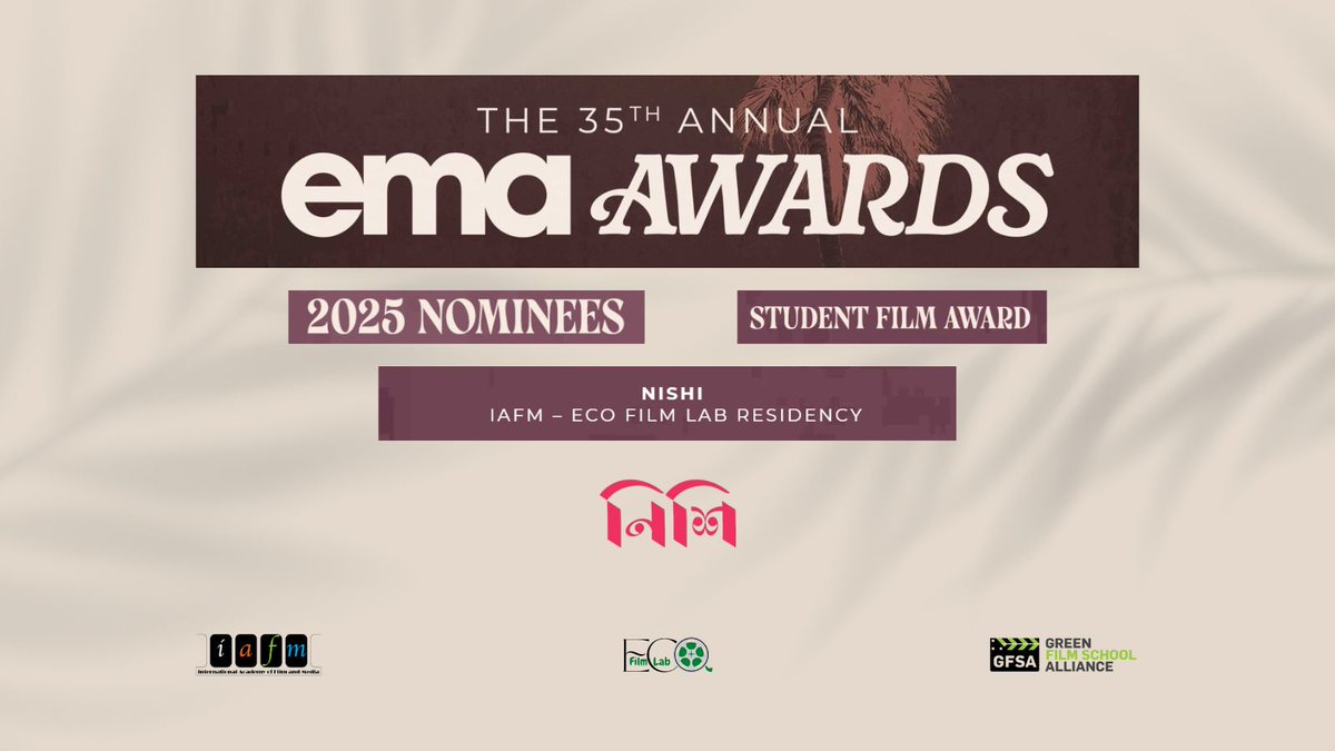 iafmedu's tweet photo. 🇧🇩✨ Pride of Bangladesh! ✨🇧🇩

For the first time ever, a Bangladeshi short film — “NISHI” 🎬 — is nominated for the 35th @green4EMA  Awards 🏆 in Los Angeles! 🌎💚
🎥 NISHI - Produced through the ECO Film Lab by @iafmedu 

#EMAwards #GreenCinema #IAFM #ECOFilmLab  🎬🍃 https://t.co/WyAUPBanDP