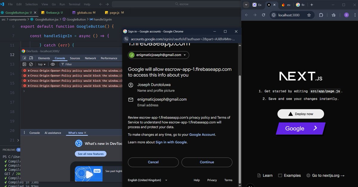 josephdotdev's tweet image. googleOauth &amp;amp; email signup 🤖