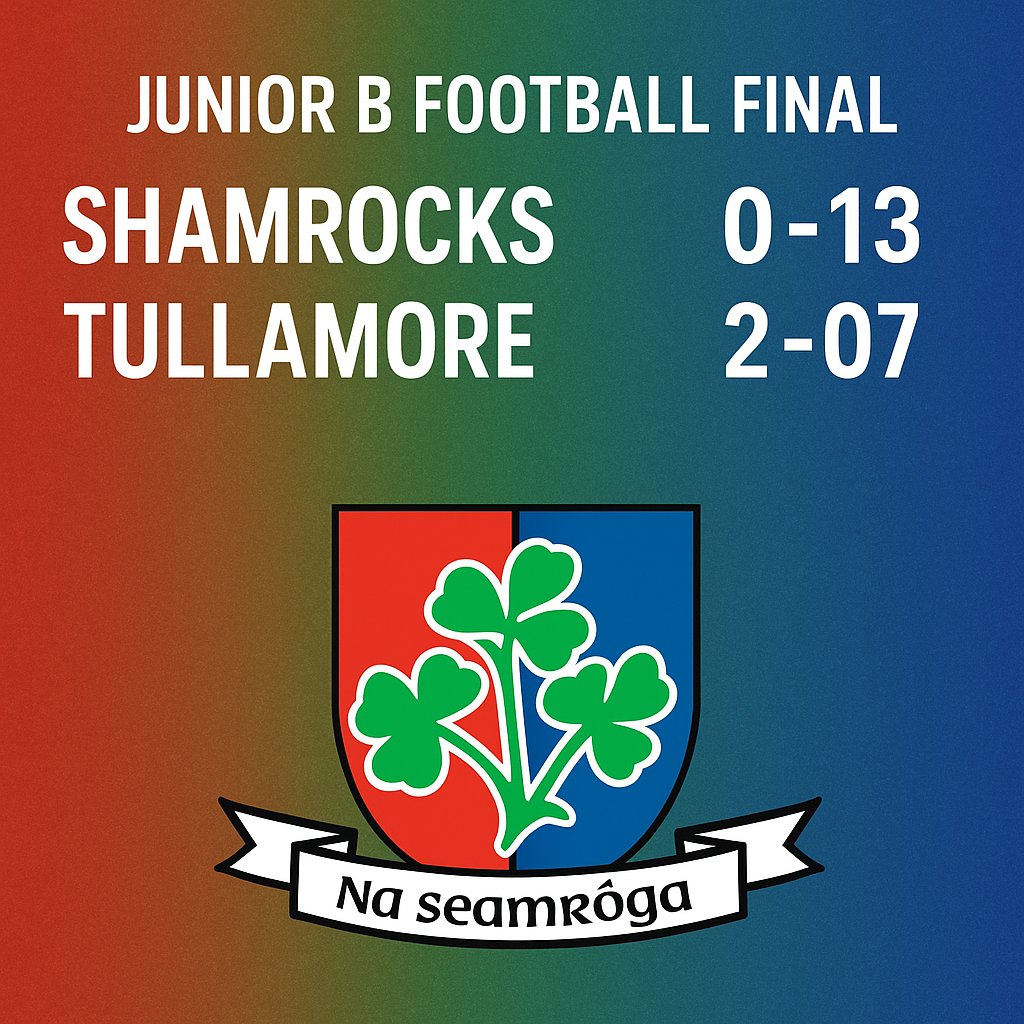 🔴🟢🔵 Junior B Football Final – Drawn Game 🍀
Get all the latest news on the Shamrocks GAA app member.clubspot.app/club/shamrocks…