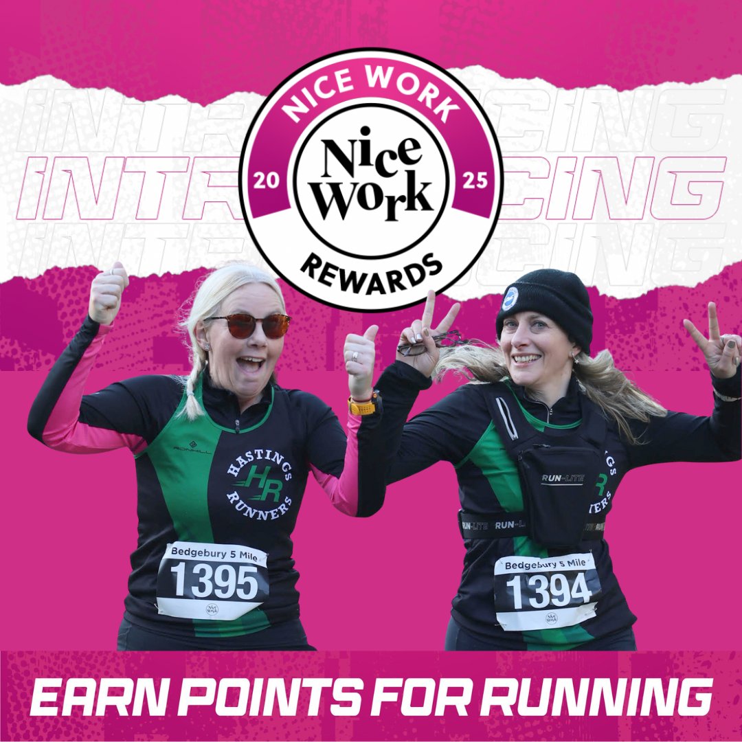Something rewarding is coming for every mile you run…The Nice Work Reward Programme is here!

✔ Book a Nice Work race via your Nice Work account
 ✔Earn points every time you book &amp; run eligible races
 ✔ Redeem for gift cards on future races &amp; merch

👉 nice-work.org.uk/pages/display/…