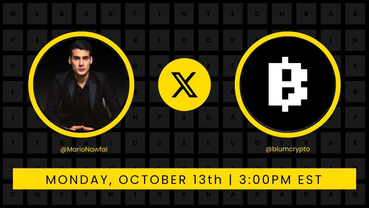 blumcrypto's tweet image. 🔥 This Monday, we’re going live on @MarioNawfal’s X Space to spill all the alpha on Blum Perps!

From 100x leverage right inside Telegram to our powerful TradeHub terminal – we’re changing what “easy crypto trading” really means.

🗓️ Oct 13 | 7PM UTC